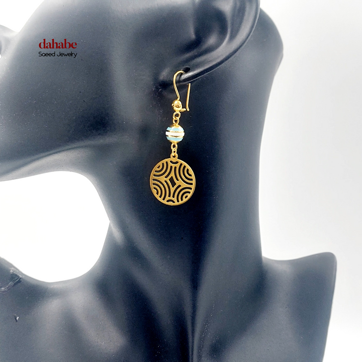 21K Gold Openwork Oval Earrings