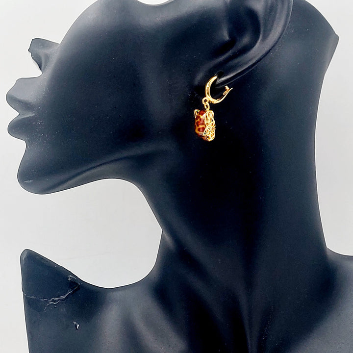 21K حلق تايجر مينا-مجوهرات الشيخ سعيد-Saeed Jewelry 