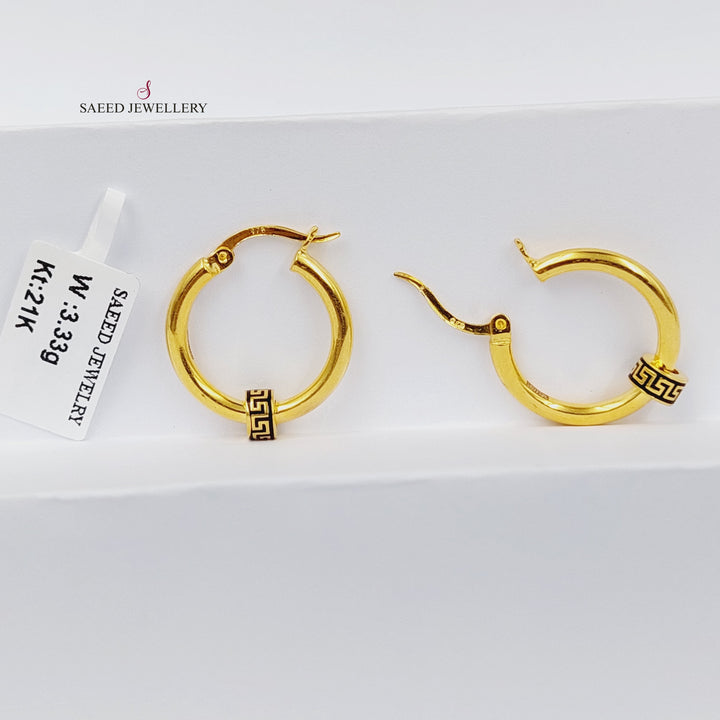 21K Gold Enameled Hoop Earrings by Saeed Jewelry - Image 1