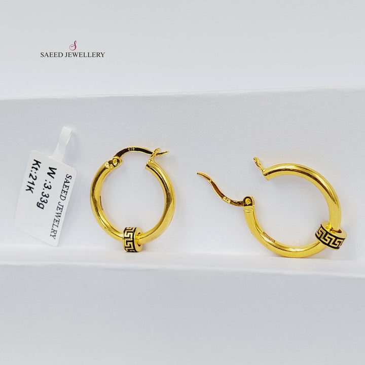 21K Gold Enameled Hoop Earrings by Saeed Jewelry - Image 3