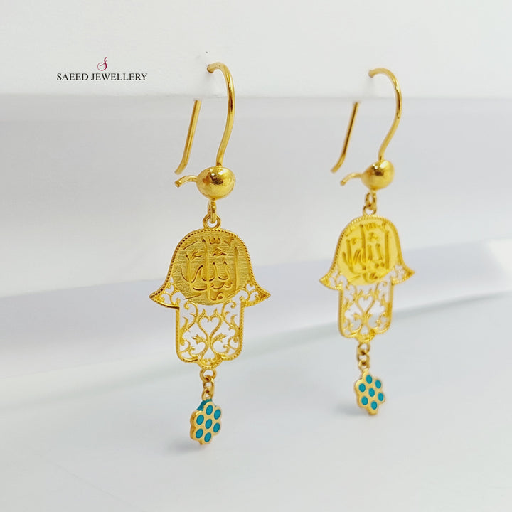 21K Gold Enameled Hand Earrings by Saeed Jewelry - Image 1