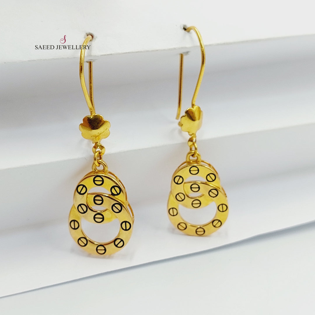 21K Gold Enameled Deluxe Earrings by Saeed Jewelry - Image 1