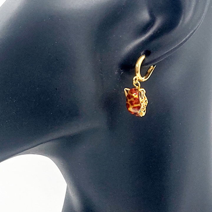 21K حلق تايجر مينا-مجوهرات الشيخ سعيد-Saeed Jewelry 