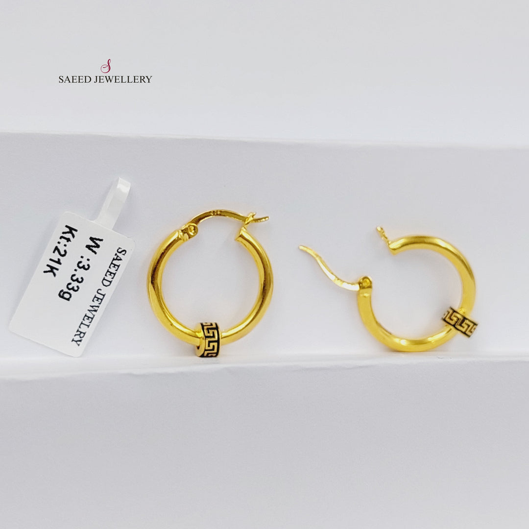 21K Gold Enameled Hoop Earrings by Saeed Jewelry - Image 2