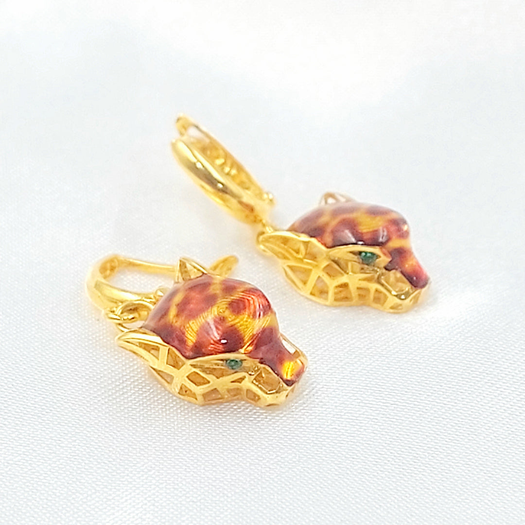 21K حلق تايجر مينا-مجوهرات الشيخ سعيد-Saeed Jewelry 