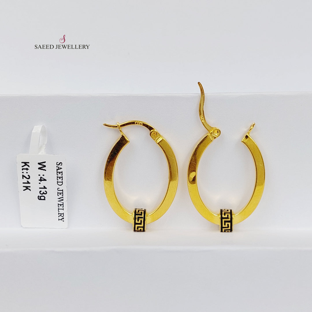 21K Gold Enameled Hoop Earrings by Saeed Jewelry - Image 4