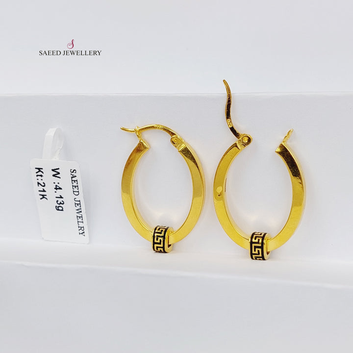 21K Gold Enameled Hoop Earrings by Saeed Jewelry - Image 5