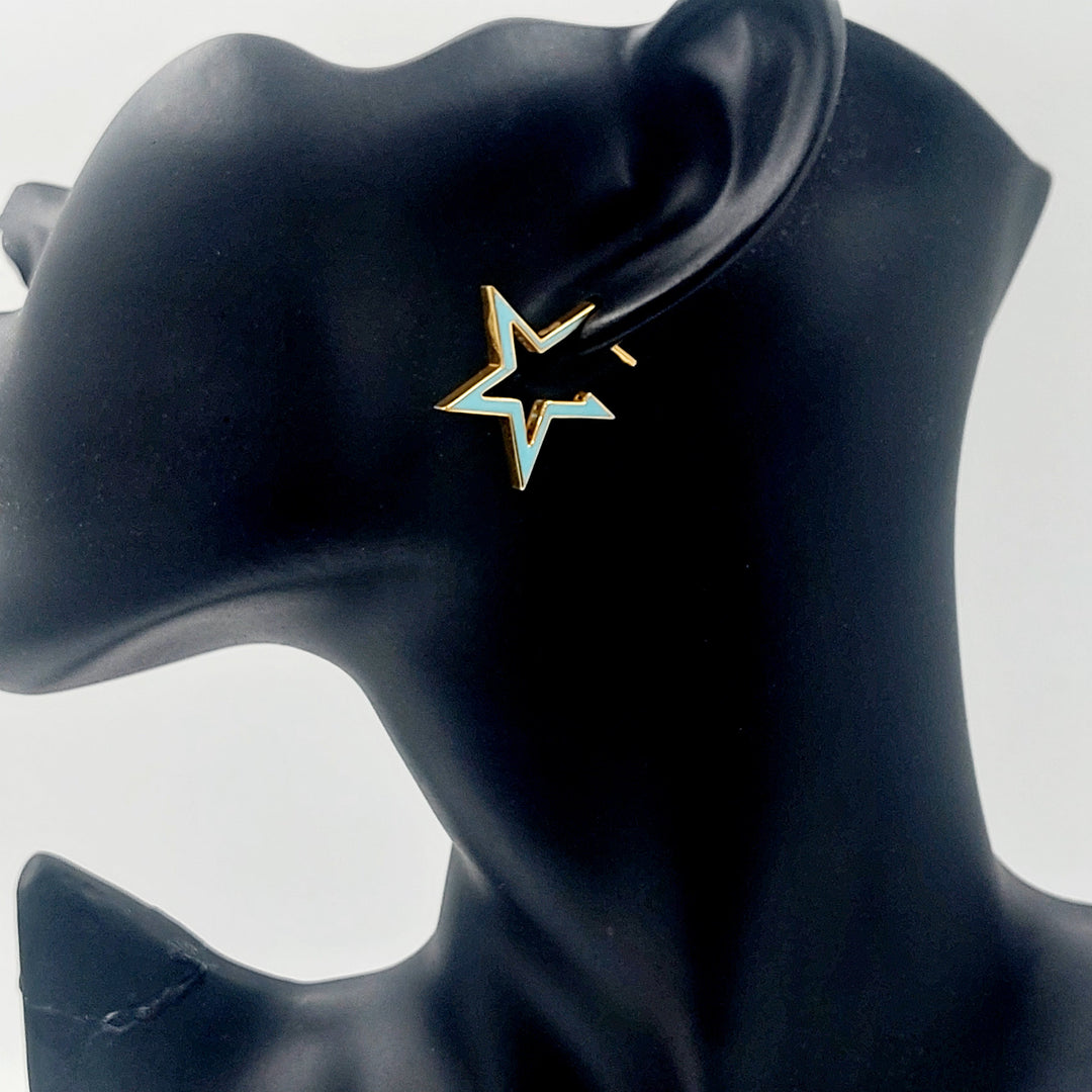 21K حلق نجمة مينا-مجوهرات الشيخ سعيد-Saeed Jewelry 