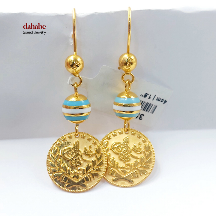 21K Gold Ottoman-Inspired Medallion Drop Earrings