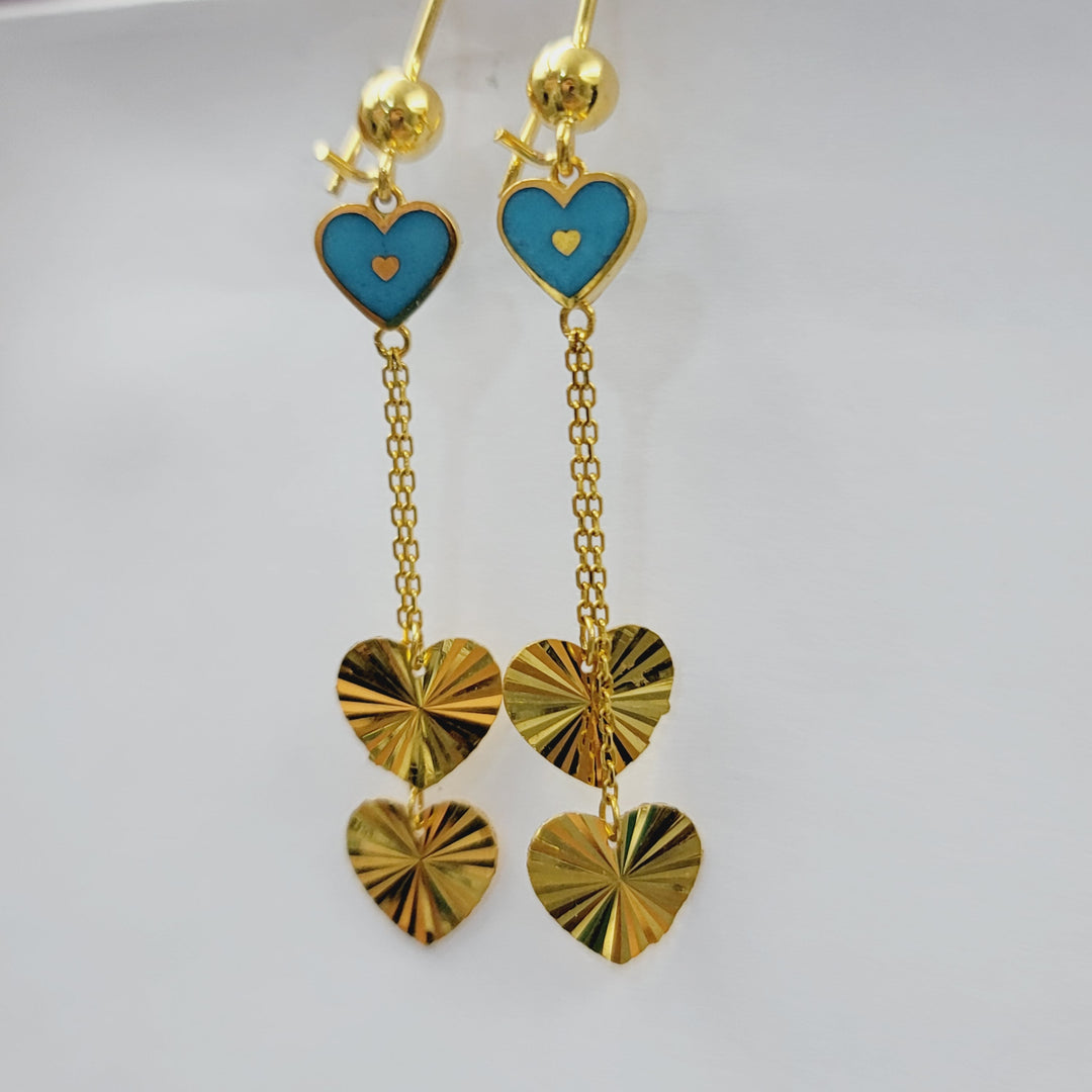 21K حلق قلب مينا-مجوهرات الشيخ سعيد-Saeed Jewelry 