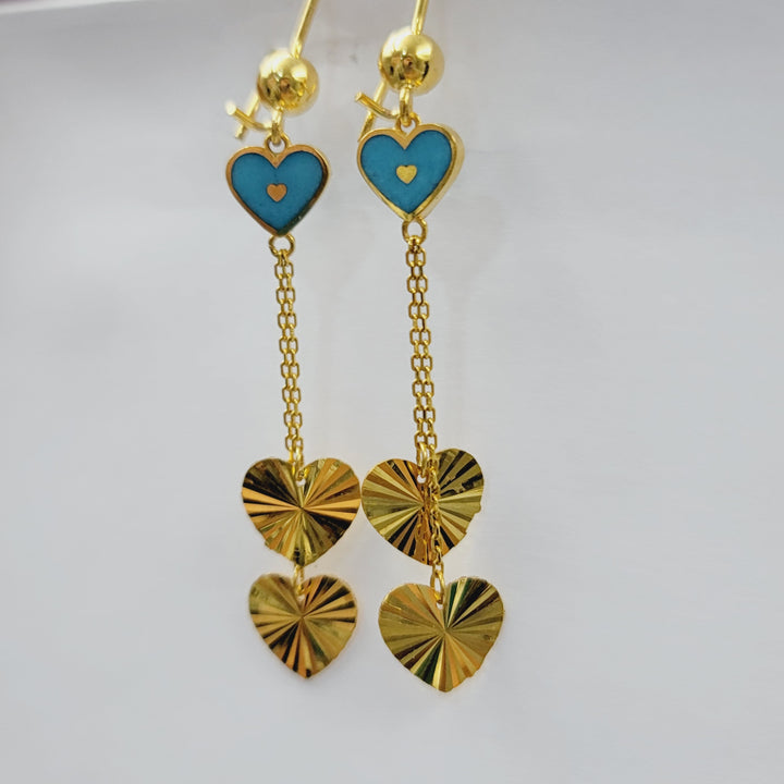 21K حلق قلب مينا-مجوهرات الشيخ سعيد-Saeed Jewelry 