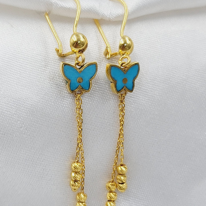 21K حلق فراشة مينا-مجوهرات الشيخ سعيد-Saeed Jewelry 