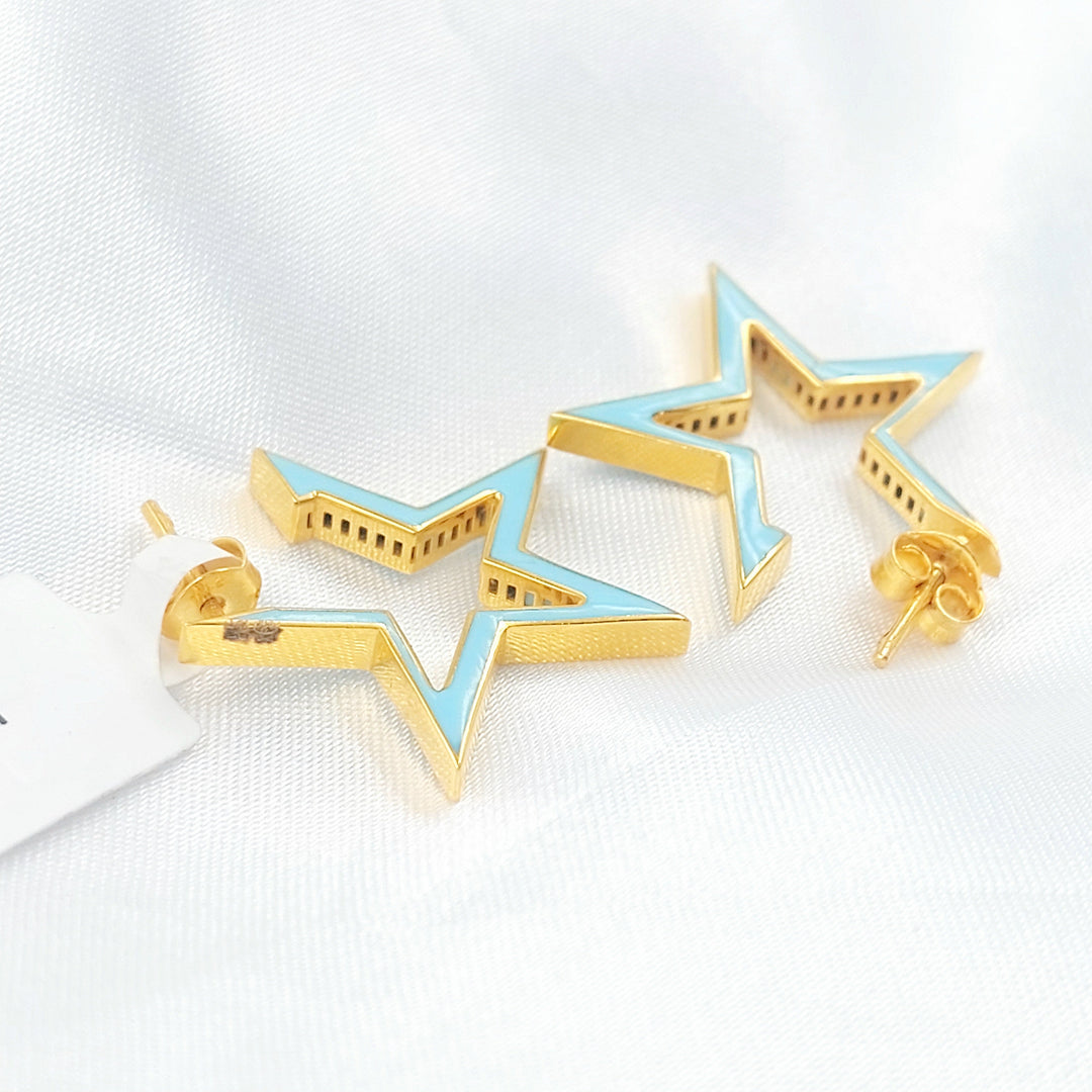 21K حلق نجمة مينا-مجوهرات الشيخ سعيد-Saeed Jewelry 