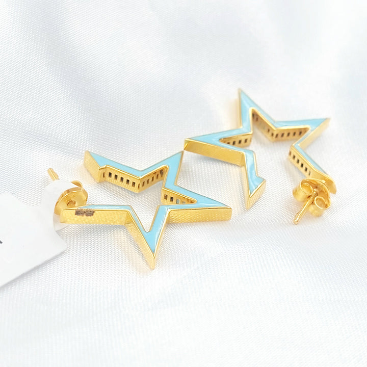 21K حلق نجمة مينا-مجوهرات الشيخ سعيد-Saeed Jewelry 