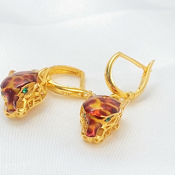 21K حلق تايجر مينا-مجوهرات الشيخ سعيد-Saeed Jewelry 