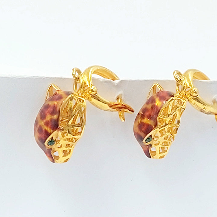 21K حلق تايجر مينا-مجوهرات الشيخ سعيد-Saeed Jewelry 