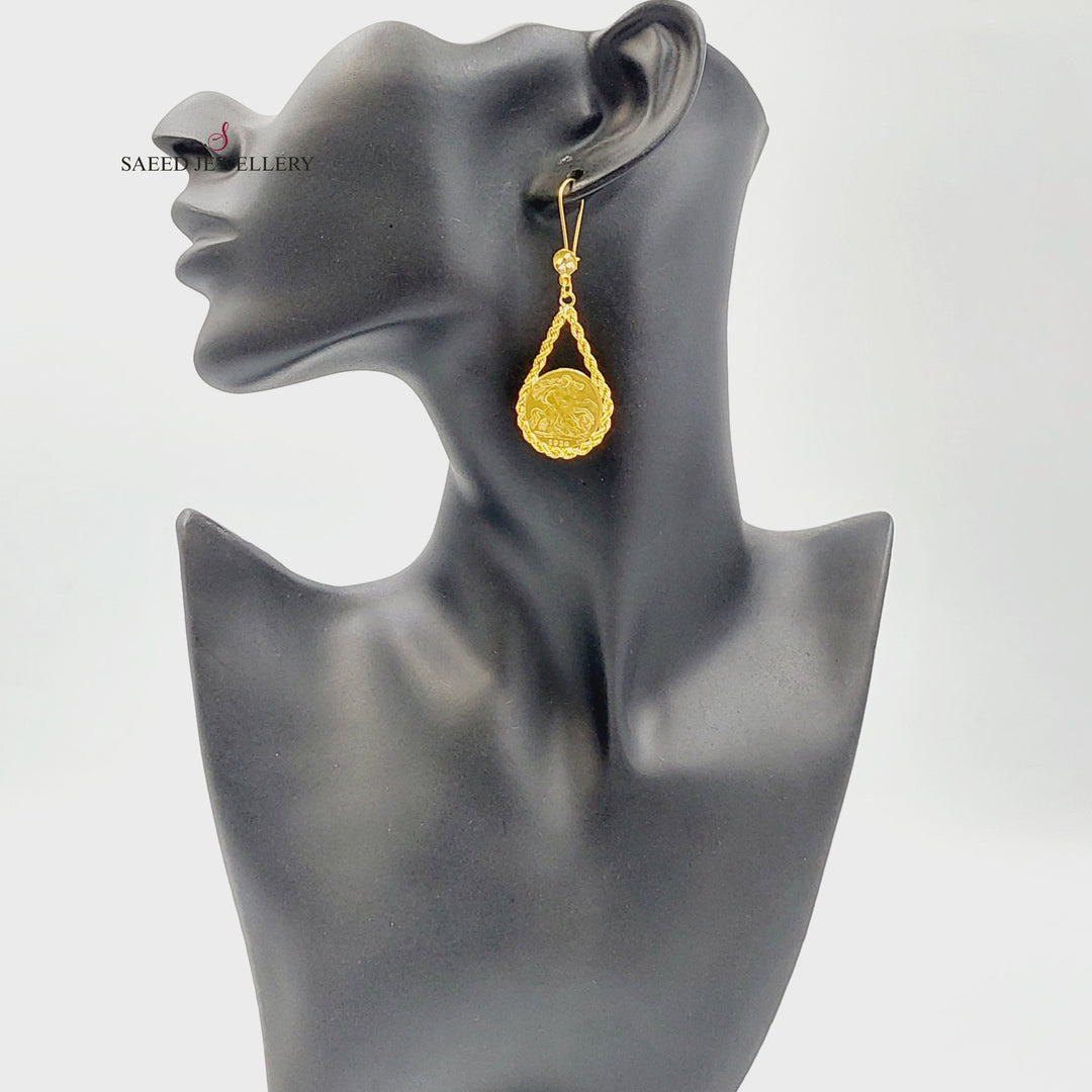 21K حلق جدل انجليزي-مجوهرات الشيخ سعيد-Saeed Jewelry 