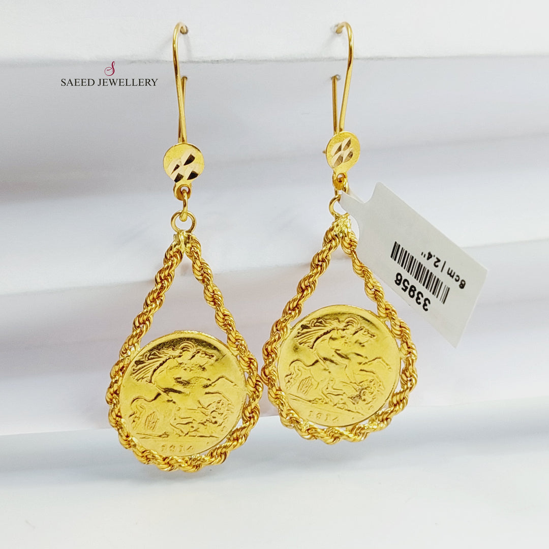 21K حلق جدل انجليزي-مجوهرات الشيخ سعيد-Saeed Jewelry 