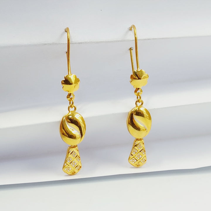 21K حلق دمعة نقش-مجوهرات الشيخ سعيد-Saeed Jewelry 