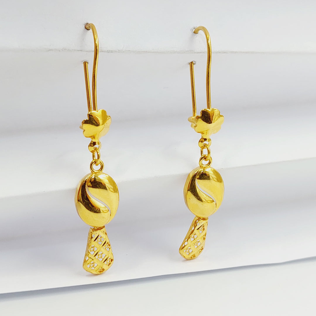 21K حلق دمعة نقش-مجوهرات الشيخ سعيد-Saeed Jewelry 