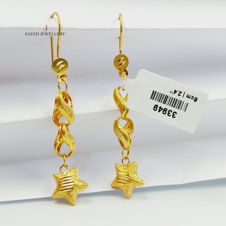 21K حلق نجمة نقش-مجوهرات الشيخ سعيد-Saeed Jewelry 