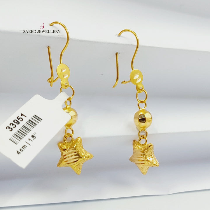 21K حلق نجمة نقش-مجوهرات الشيخ سعيد-Saeed Jewelry 