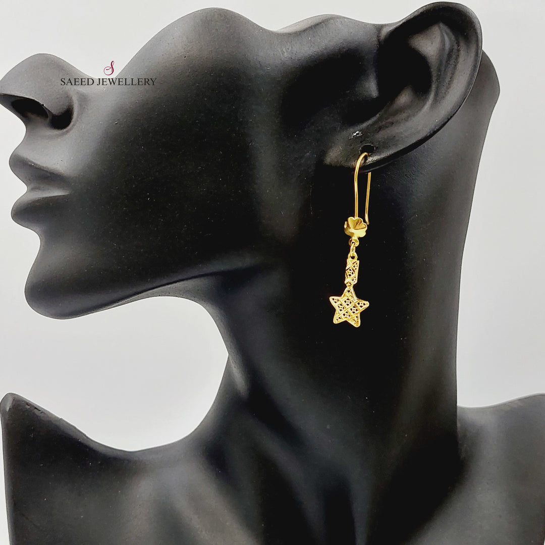 21K حلق نجمة نقش-مجوهرات الشيخ سعيد-Saeed Jewelry 