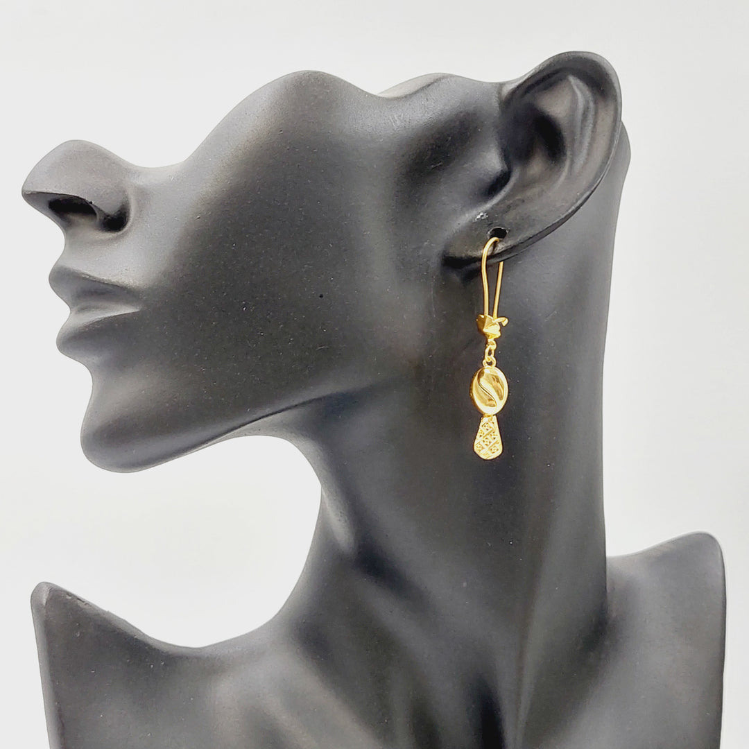 21K حلق دمعة نقش-مجوهرات الشيخ سعيد-Saeed Jewelry 