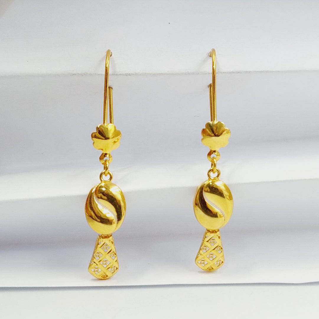 21K حلق دمعة نقش-مجوهرات الشيخ سعيد-Saeed Jewelry 