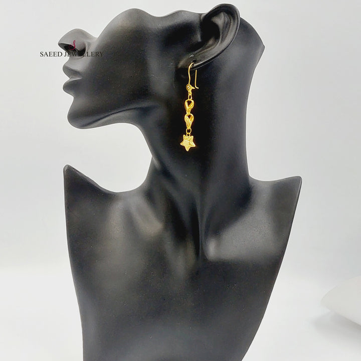 21K حلق نجمة نقش-مجوهرات الشيخ سعيد-Saeed Jewelry 