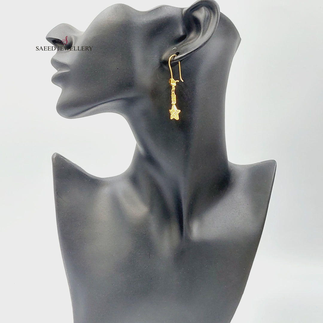 21K حلق نجمة نقش-مجوهرات الشيخ سعيد-Saeed Jewelry 