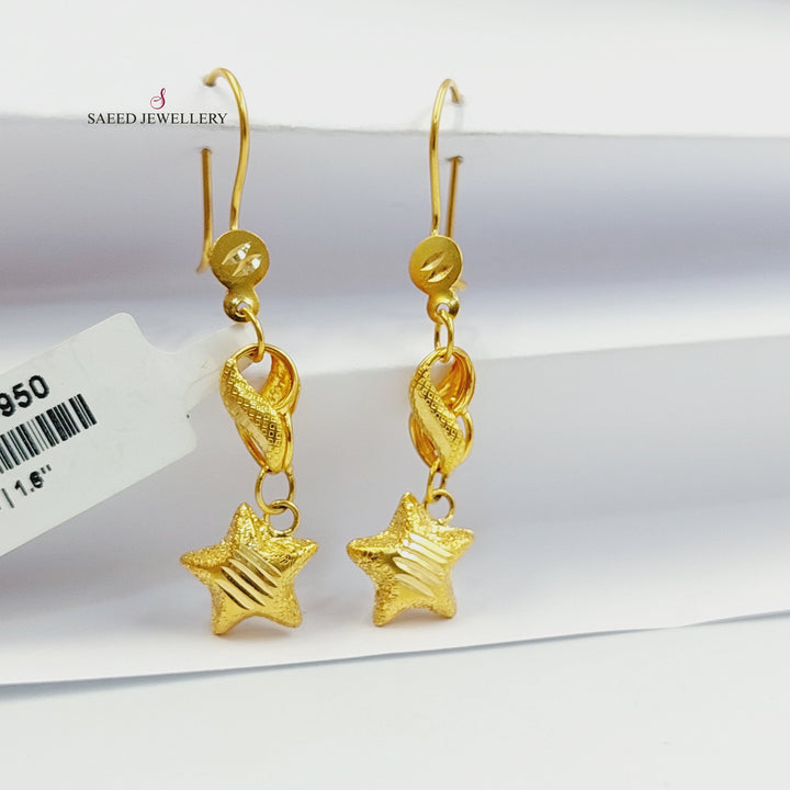 21K حلق نجمة نقش-مجوهرات الشيخ سعيد-Saeed Jewelry 