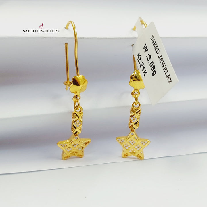 21K حلق نجمة نقش-مجوهرات الشيخ سعيد-Saeed Jewelry 