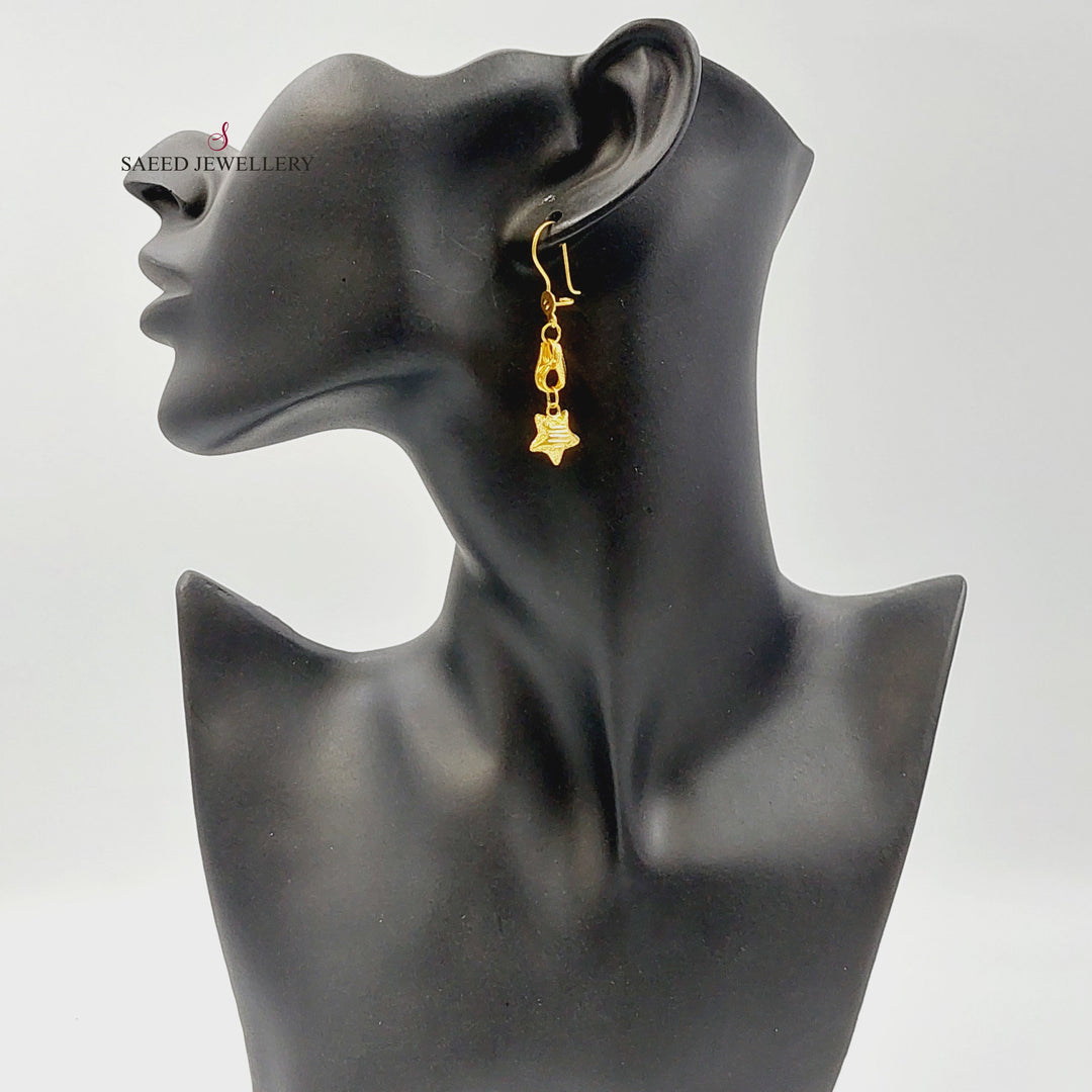 21K حلق نجمة نقش-مجوهرات الشيخ سعيد-Saeed Jewelry 