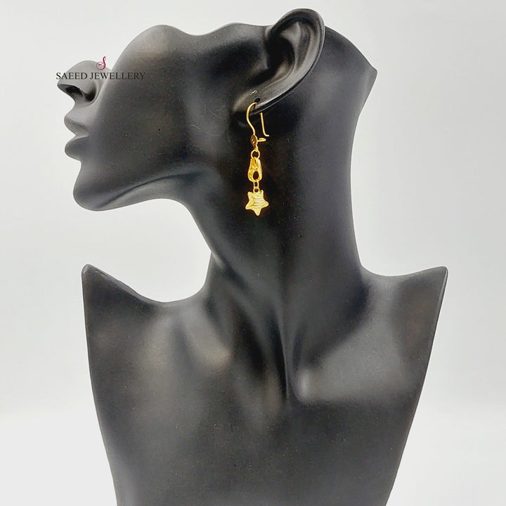 21K حلق نجمة نقش-مجوهرات الشيخ سعيد-Saeed Jewelry 