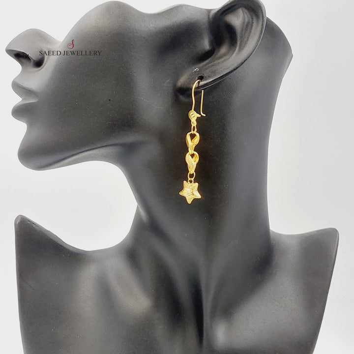 21K حلق نجمة نقش-مجوهرات الشيخ سعيد-Saeed Jewelry 