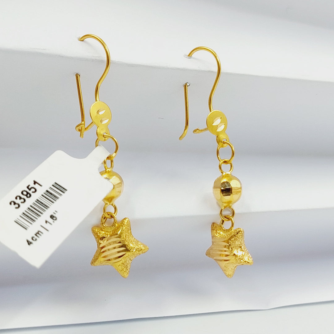 21K حلق نجمة نقش-مجوهرات الشيخ سعيد-Saeed Jewelry 