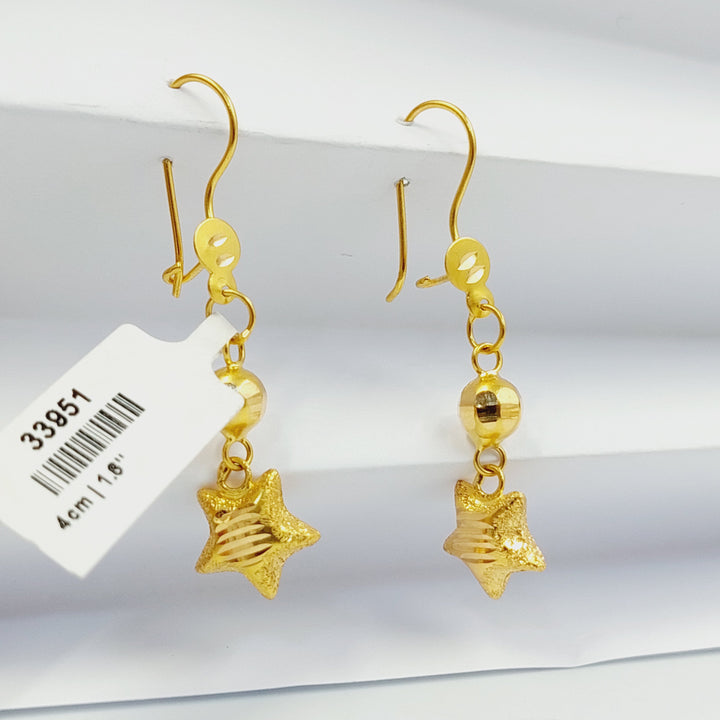 21K حلق نجمة نقش-مجوهرات الشيخ سعيد-Saeed Jewelry 