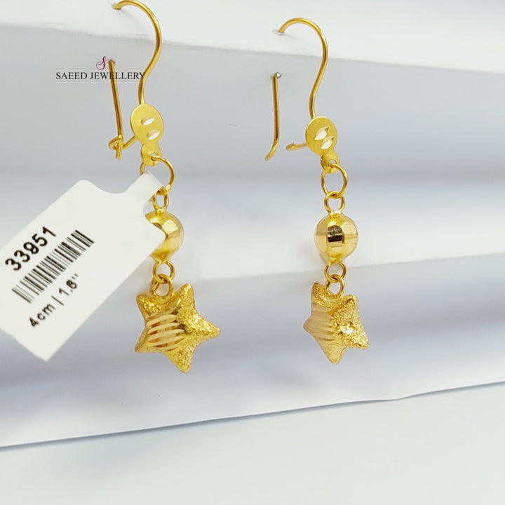 21K حلق نجمة نقش-مجوهرات الشيخ سعيد-Saeed Jewelry 