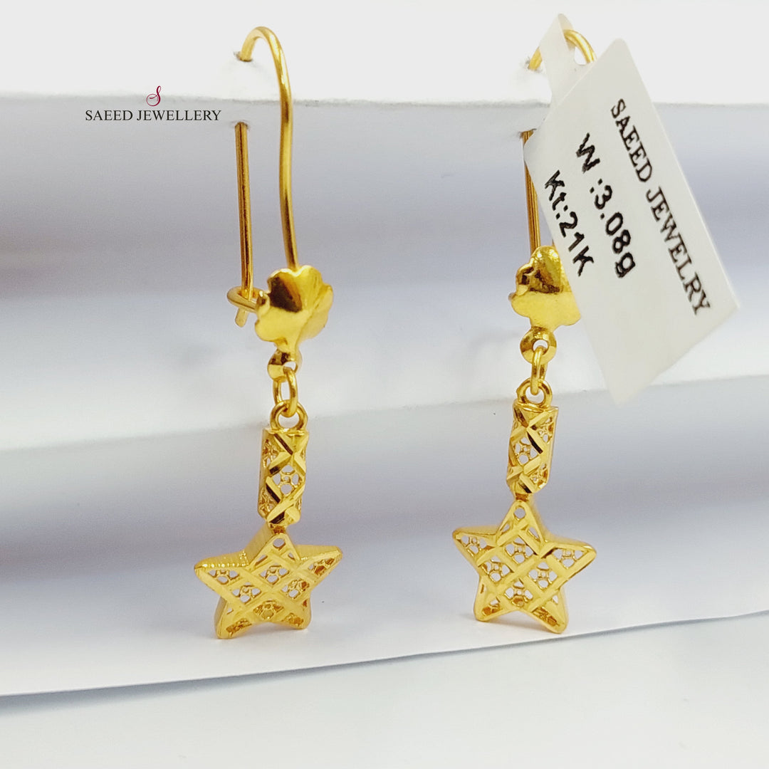 21K حلق نجمة نقش-مجوهرات الشيخ سعيد-Saeed Jewelry 