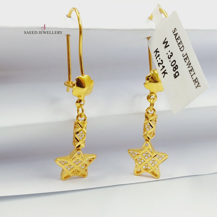 21K حلق نجمة نقش-مجوهرات الشيخ سعيد-Saeed Jewelry 