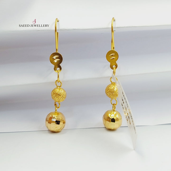 Engraved Balls Earrings Made of 21K Gold by Saeed Jewelry 