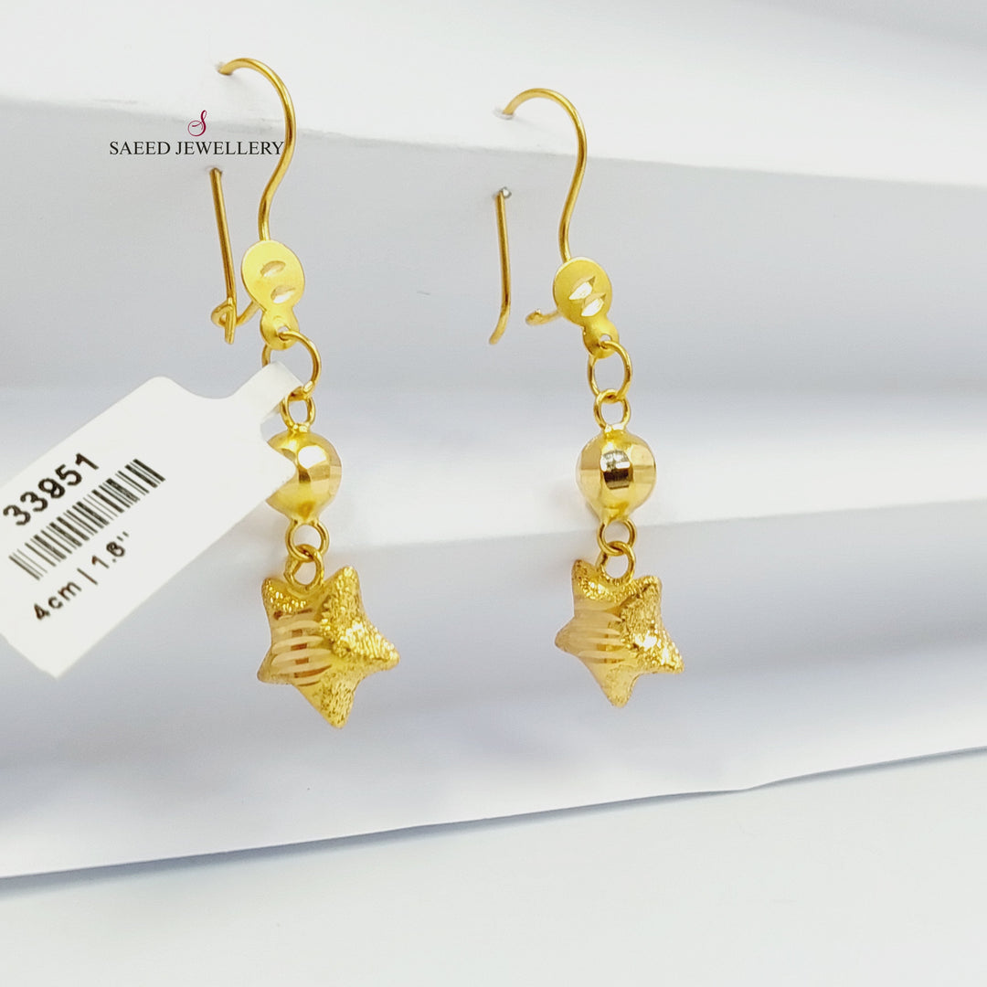 21K حلق نجمة نقش-مجوهرات الشيخ سعيد-Saeed Jewelry 