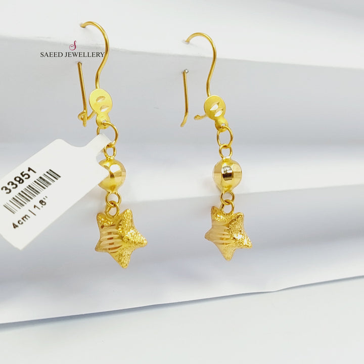 21K حلق نجمة نقش-مجوهرات الشيخ سعيد-Saeed Jewelry 