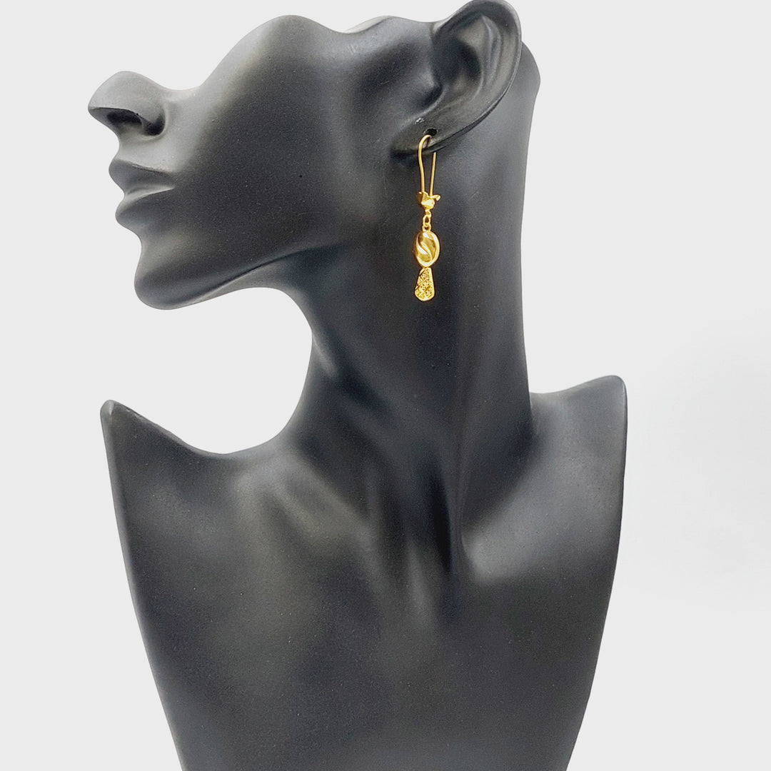 21K حلق دمعة نقش-مجوهرات الشيخ سعيد-Saeed Jewelry 