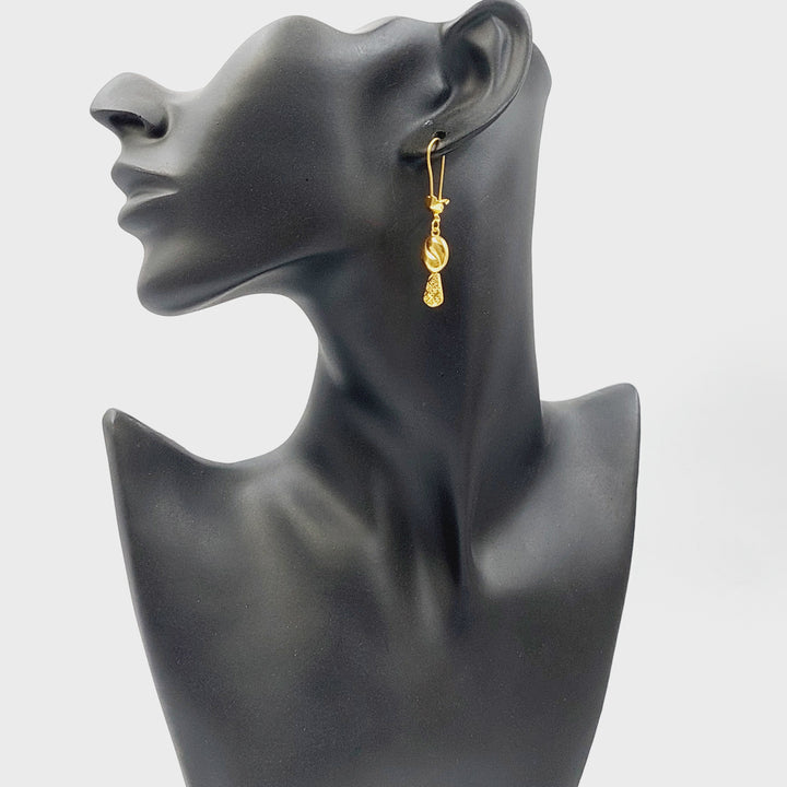 21K حلق دمعة نقش-مجوهرات الشيخ سعيد-Saeed Jewelry 