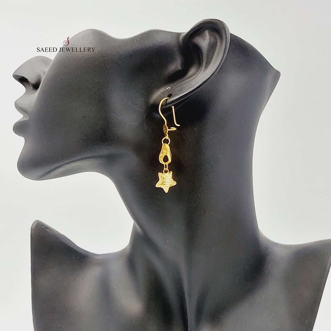 21K حلق نجمة نقش-مجوهرات الشيخ سعيد-Saeed Jewelry 