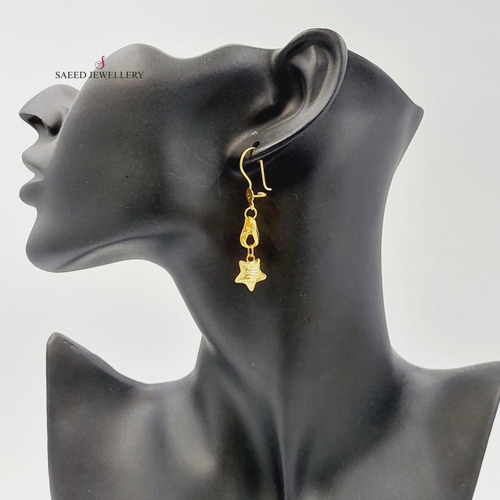 21K حلق نجمة نقش-مجوهرات الشيخ سعيد-Saeed Jewelry 