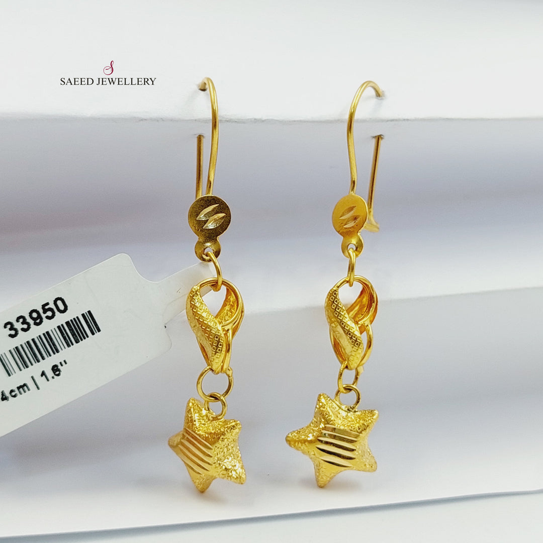 21K حلق نجمة نقش-مجوهرات الشيخ سعيد-Saeed Jewelry 