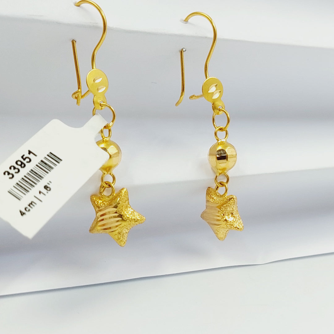 21K حلق نجمة نقش-مجوهرات الشيخ سعيد-Saeed Jewelry 